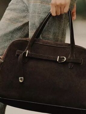 Madewell Dark Brown Suede Top-Handle Satchel